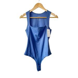 REORIA Blue Sleeveless Square Neck Double Lined Tank Top Bodysuit Medium New